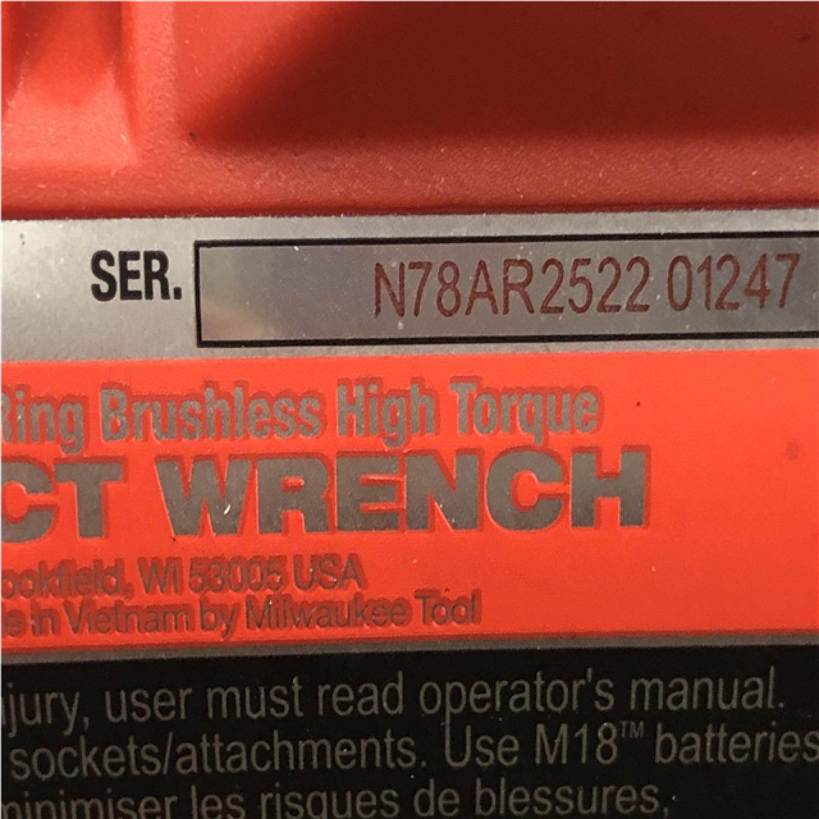 AS-IS Milwaukee 18-Volt Lithium-Ion Brushless 1/2 in. High Torque Impact Wrench with Friction Ring (Tool-Only)