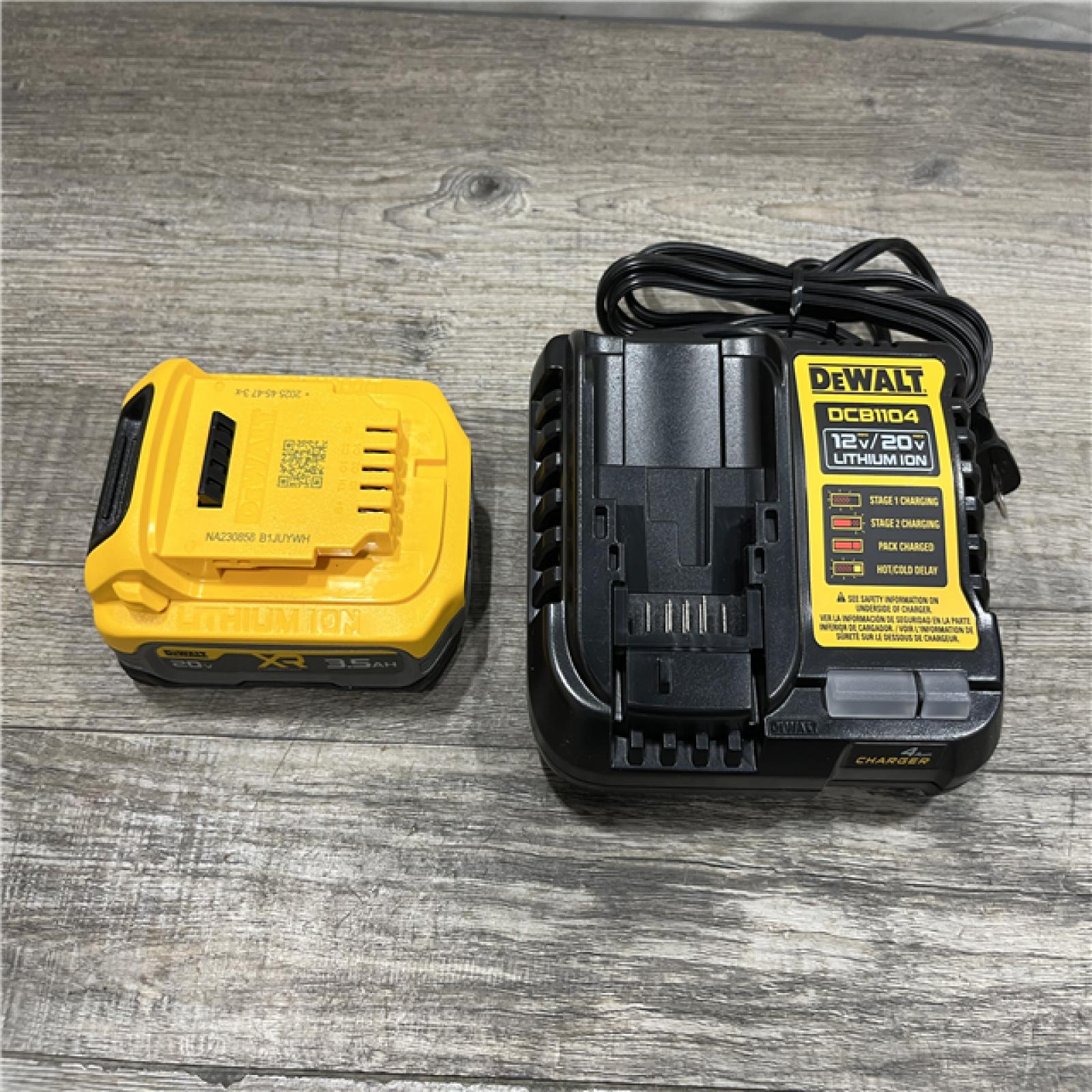 AS-IS DEWALT 20V MAX XR POWERSTACK Lithium-Ion Battery Starter Kit with 3.5Ah Battery and Charger