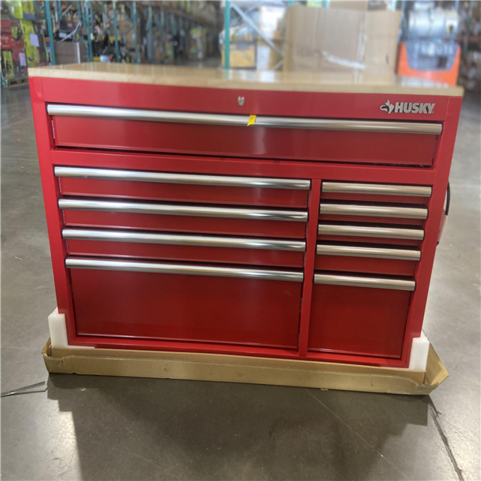 DALLAS LOCATION - Husky Modular Tool Storage 52 in. W x 20 in. D Standard Duty Red Mobile Workbench Cabinet