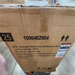 Phoenix NEW Husky 56 in. W x 27.6 in. D 10-Drawer Matte Black Heavy-Duty Mobile Workbench with Pegboard and Top Cabinets (SEALED)