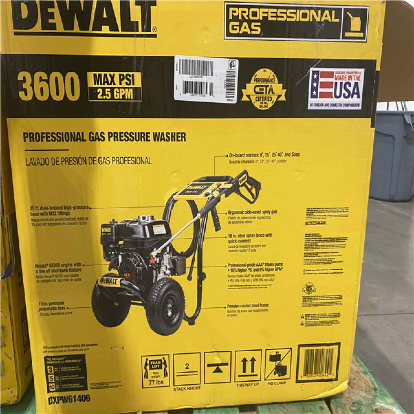 Dallas Location - As-Is DEWALT - 3600 PSI 2.5 GPM Gas Pressure Washer