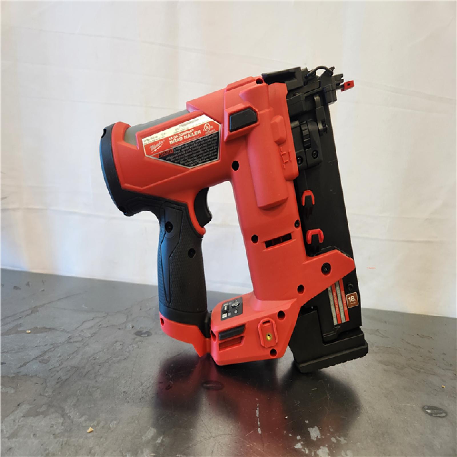 AS-IS- M12 FUEL 12-Volt Lithium-Ion Brushless Cordless 18-Guage Compact Brad Nailer (Tool Only)