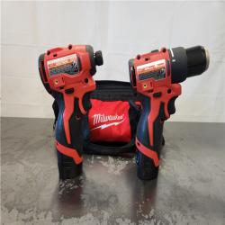 AS-IS- M12 12-Volt Lithium-Ion Brushless Cordless Subcompact Drill and Impact Driver Combo Kit W/2 Batteries and Bag (2-Tool)