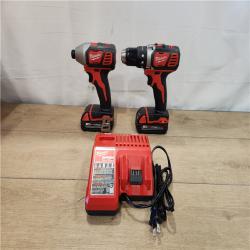 AS-IS- Milwaukee 18V Lithium-Ion Cordless Drill Driver/Impact Driver Combo Kit