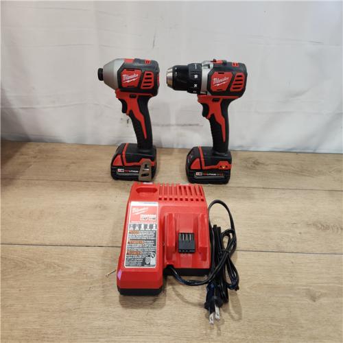 AS-IS- Milwaukee 18V Lithium-Ion Cordless Drill Driver/Impact Driver Combo Kit