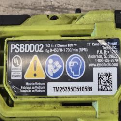 AS-IS ONE+ HP 18V Brushless Cordless Compact 1/2 in. Drill and Impact Driver Kit with (2) 1.5 Ah Batteries  Charger  and Bag