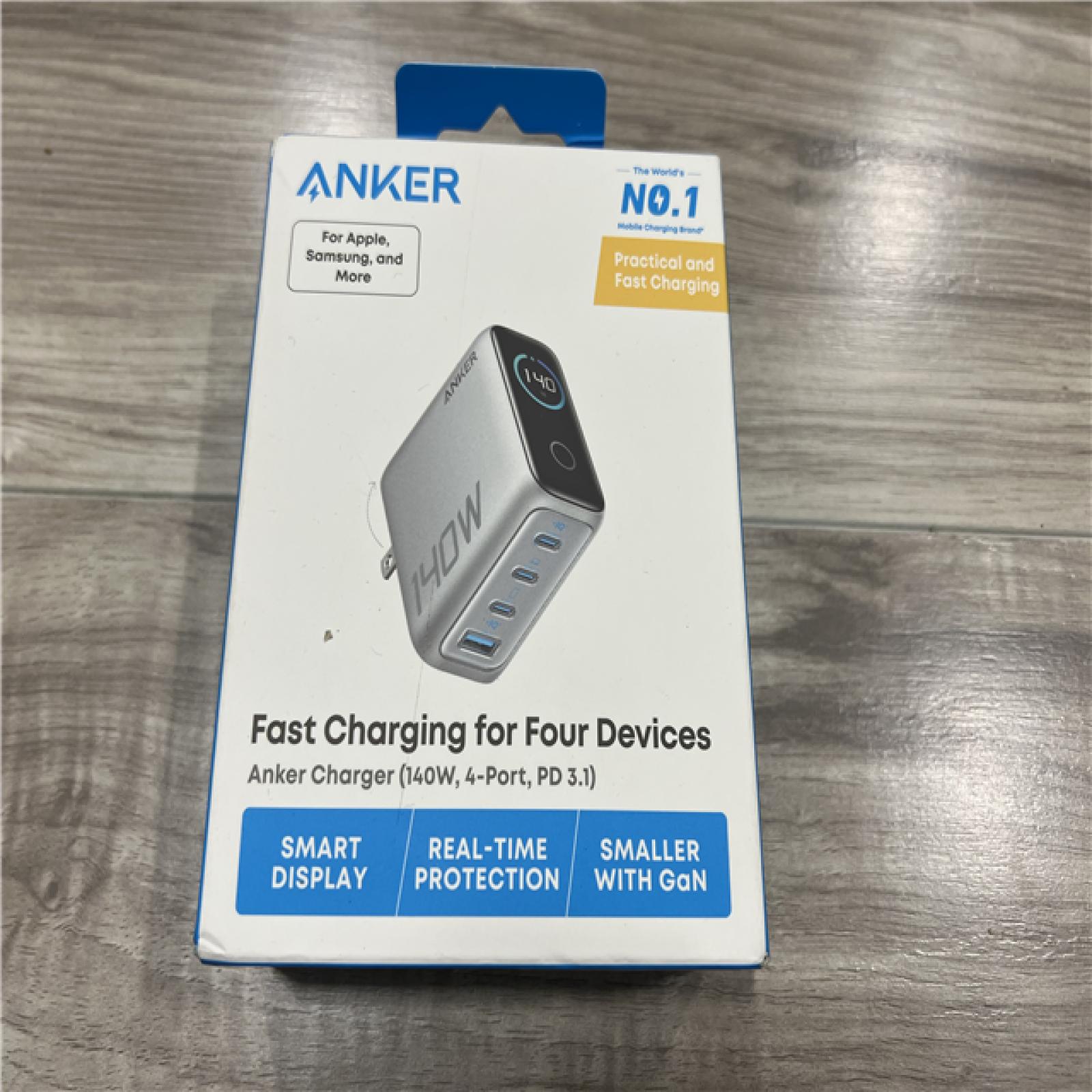 Anker Charger 140W 4 Port with Digital Display: USB  USB-C  Lightweight  Quick Charge