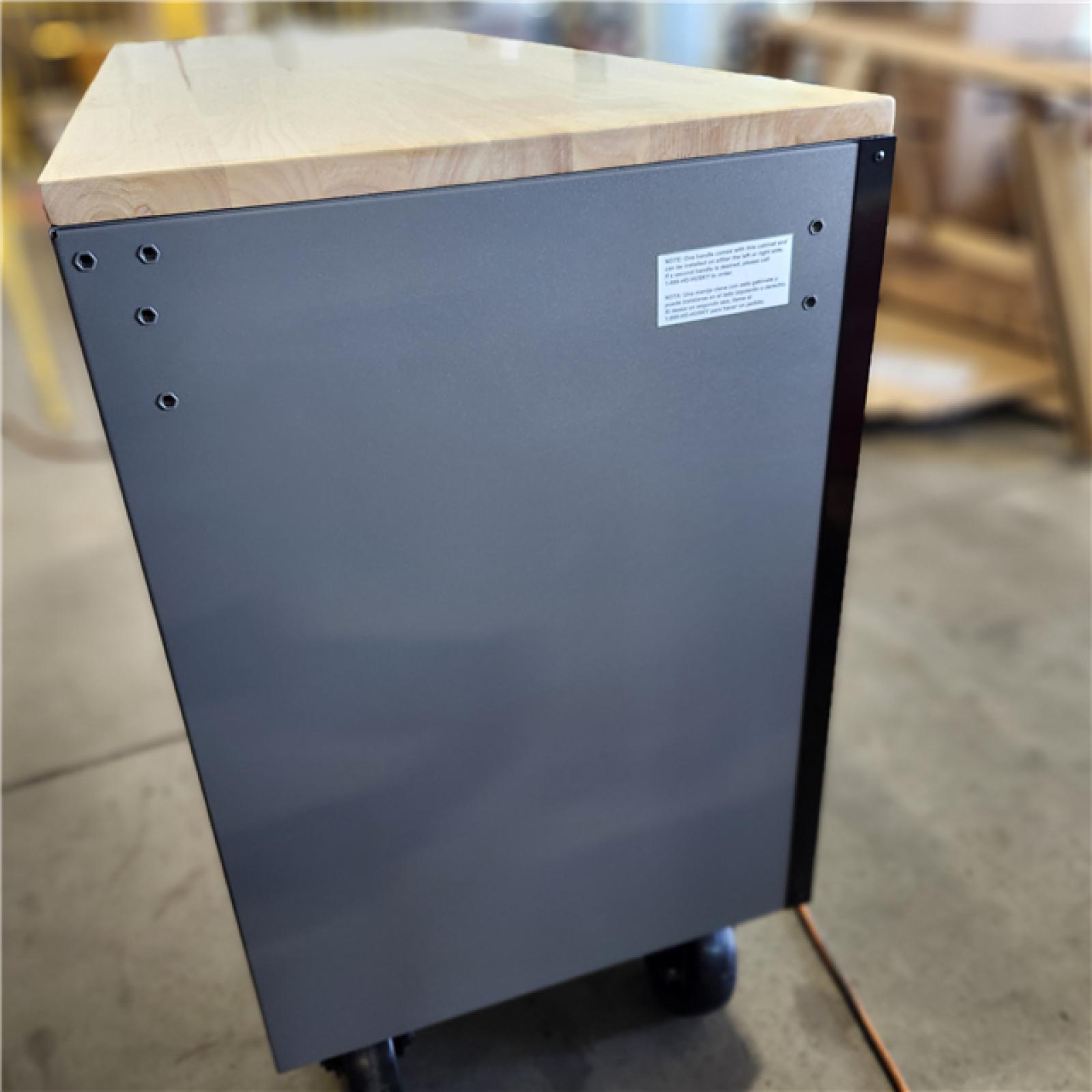 DALLAS LOCATION- Husky Heavy Duty 61 in. W x 23 in. D 15-Drawer Matte Gray Mobile Workbench Cabinet with Solid Wood Top