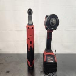 AS-IS- M18 FUEL 18V Cordless Mid Torque 1/2 in. Impact Wrench W/ M12 FUEL 3/8 in. Ratchet & Battery/Charger Combo Kit