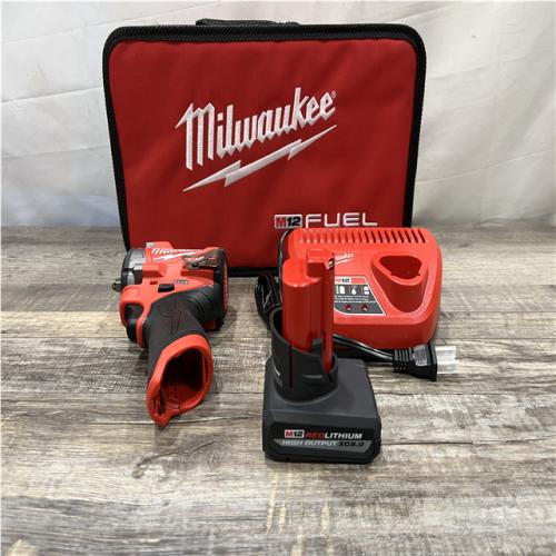 AS-IS Milwaukee FUEL 12V Li-Ion Brushless Cordless Stubby 3/8 in. Impact Wrench Kit