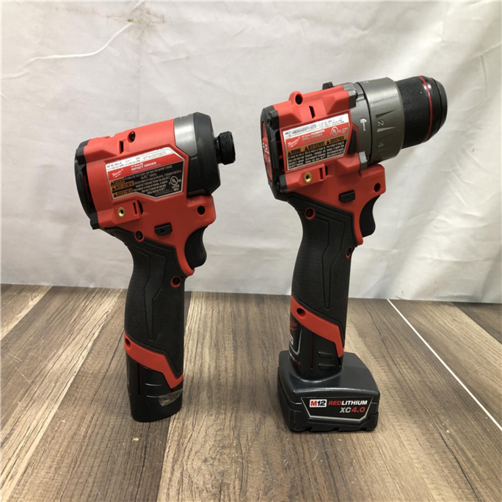 AS-IS Milwaukee FUEL 12-Volt Lithium-Ion Brushless Cordless Hammer Drill and Impact Driver Combo Kit