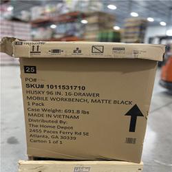 DALLAS LOCATION - AS-IS Husky 96 in. W x 24 in. D 16-Drawer Heavy-Duty Mobile Workbench with Stainless Steel Top in Matte Black