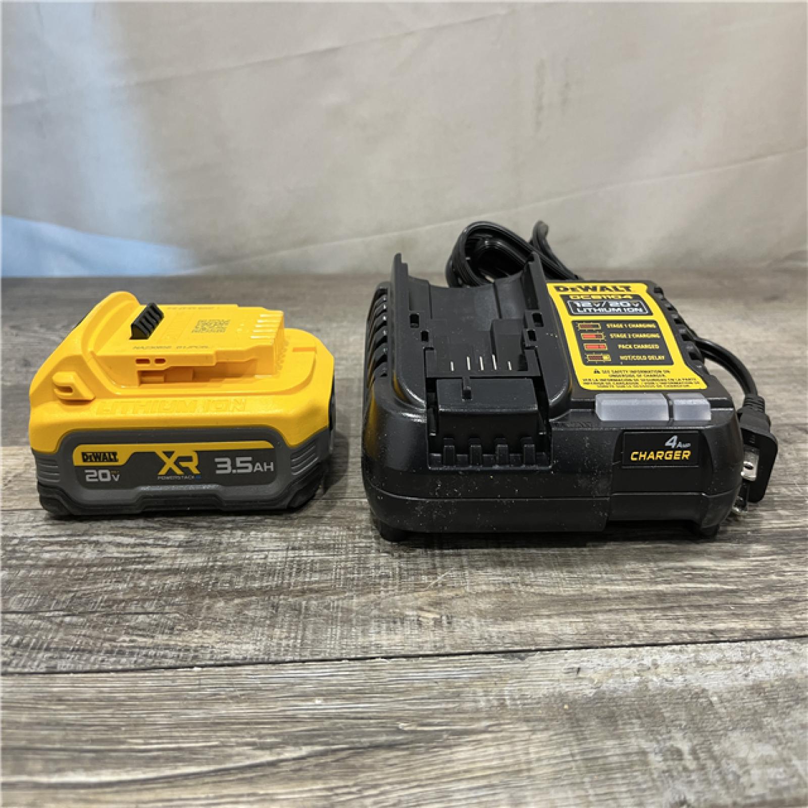 AS-IS DEWALT 20V MAX XR POWERSTACK Lithium-Ion Battery Starter Kit with 3.5Ah Battery and Charger