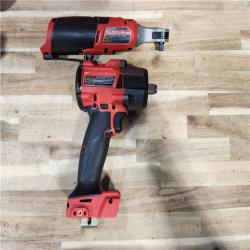 HOUSTON LOCATION - AS-IS Milwaukee FUEL 18V Cordless Mid Torque 1/2 in. Impact Wrench w/ M12 FUEL 3/8 in. Ratchet & Battery/Charger Combo Kit