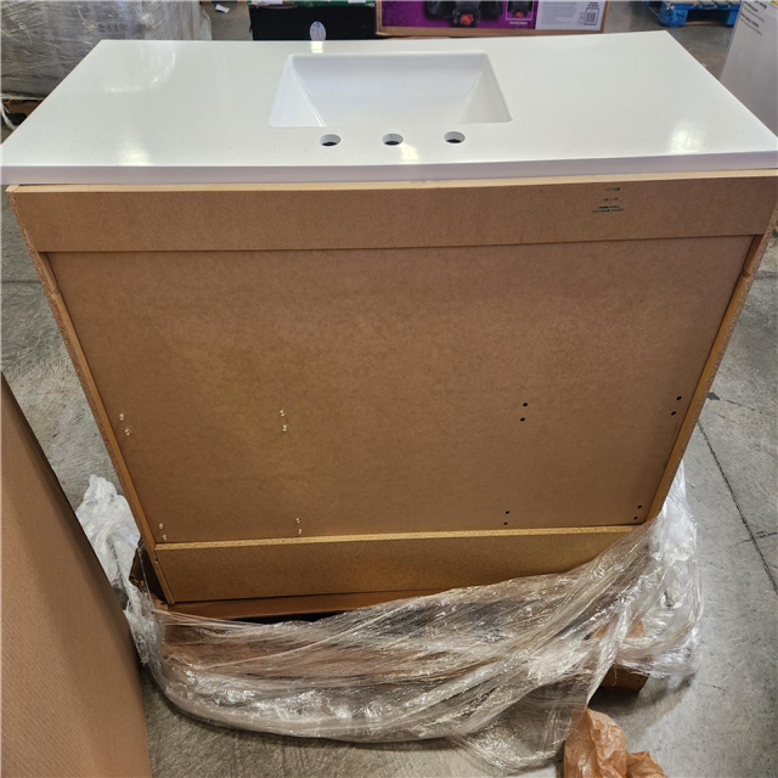 Phoenix NEW Home Decorators Collection Sedgewood 48.5 in. W x 18.75 in. D x 34.375 in. H Single Sink Bath Vanity in Dark Cognac with Arctic Solid Surface Top