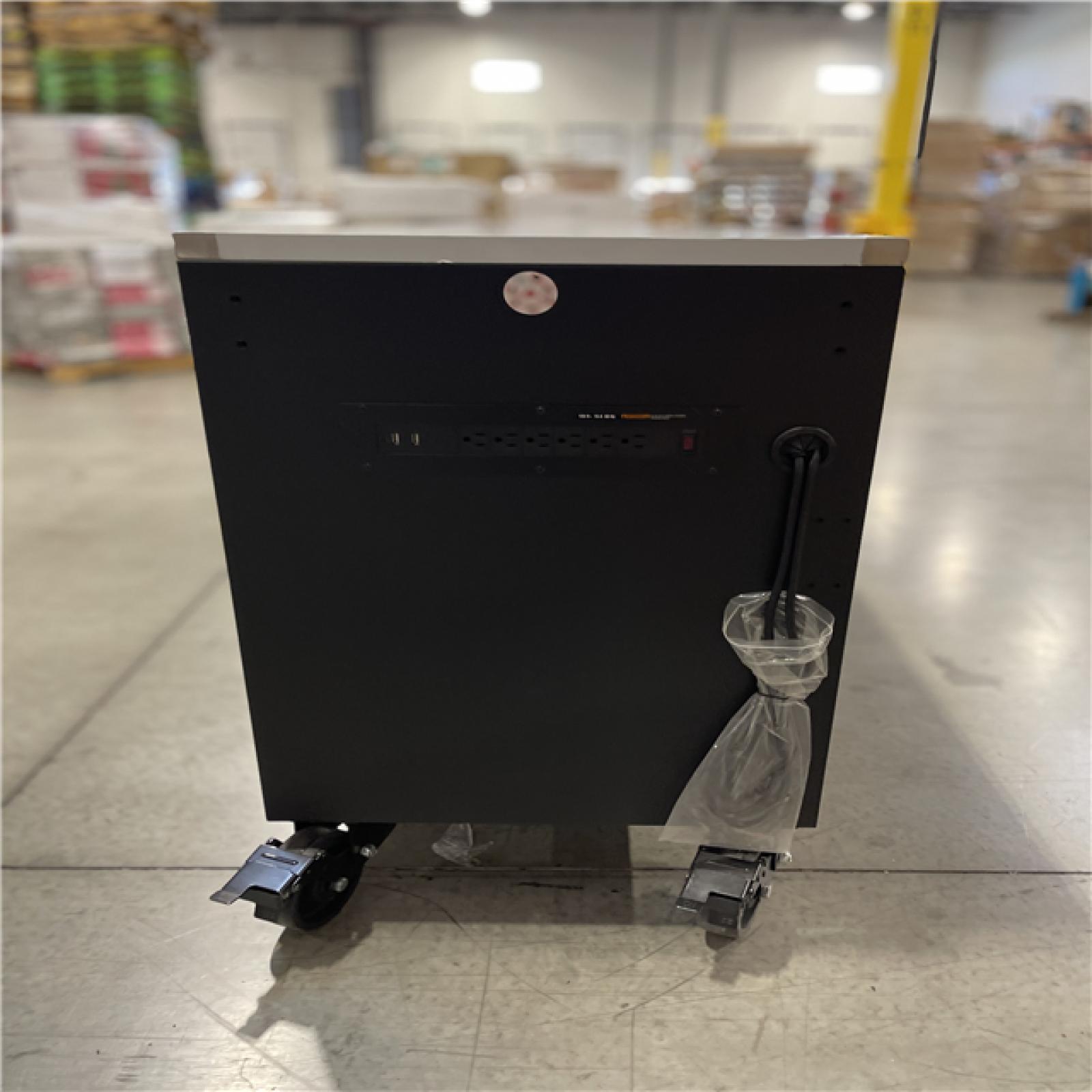 DALLAS LOCATION- AS-IS Husky Tool Storage Heavy Duty 96 in. W x 24 in. D Matte Black Mobile Workbench Cabinet with Stainless Steel Top