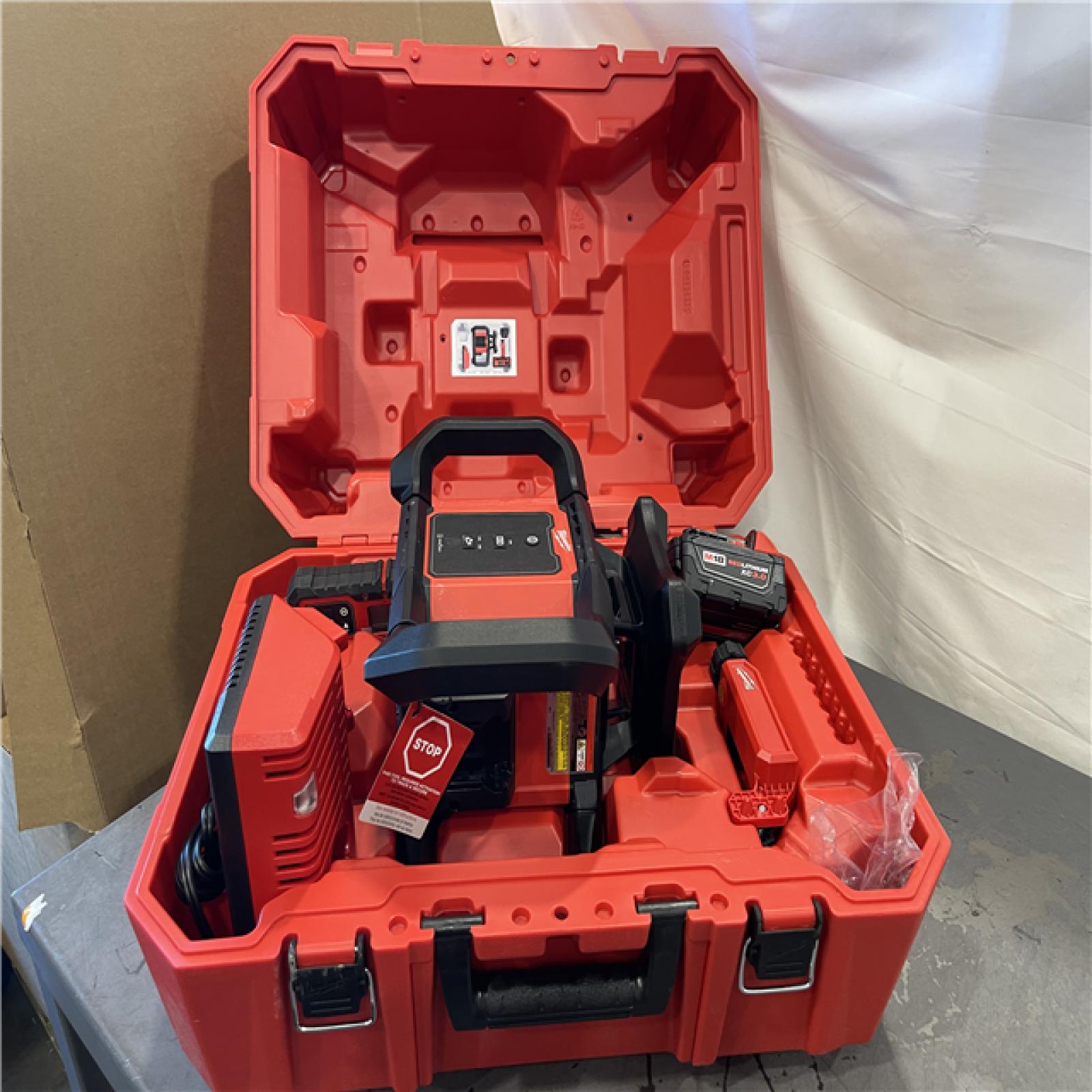 AS-IS - Milwaukee M18 2000 Ft. Red Exterior Rotary Laser Level Kit with Receiver and Receiver Clamp