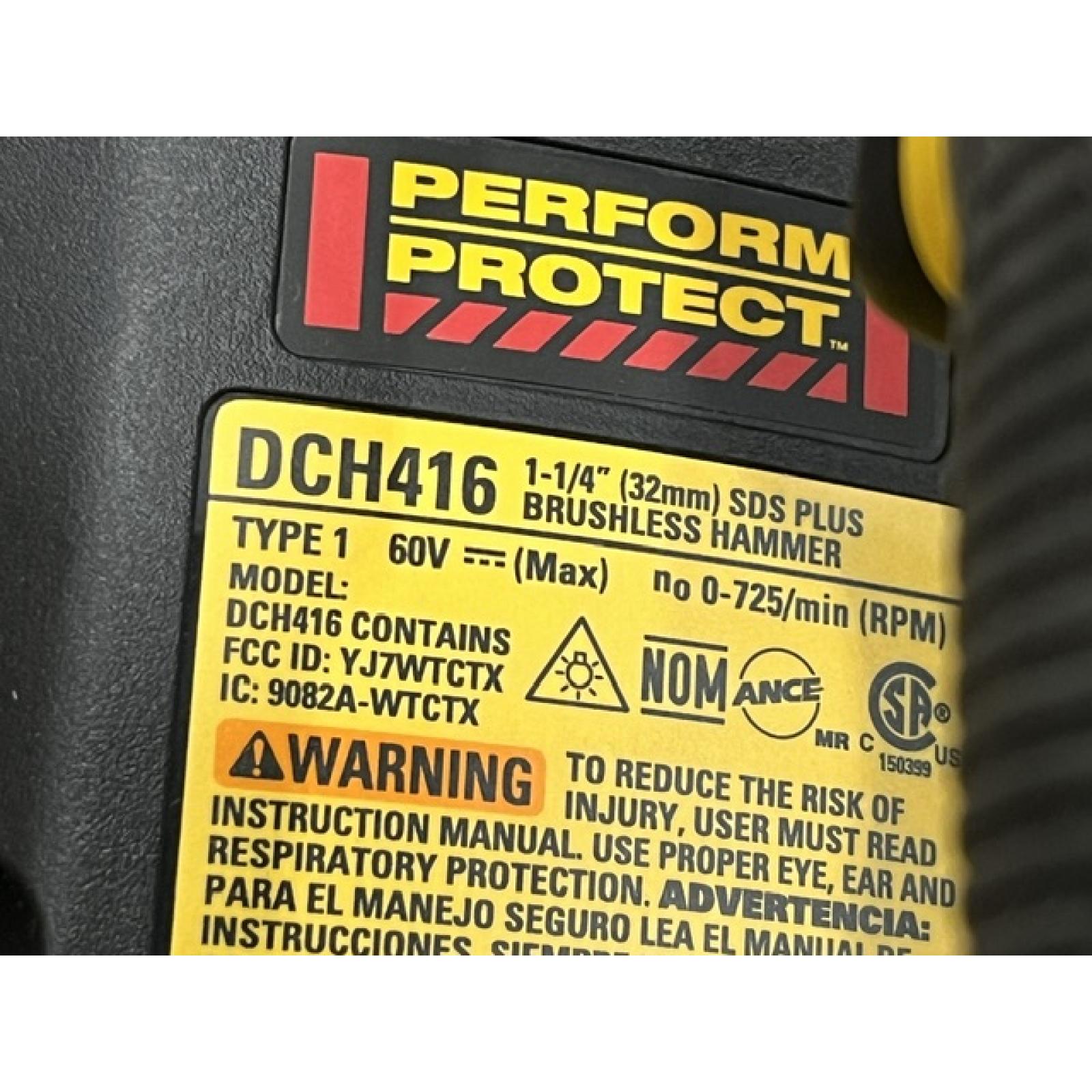 AS-IS DEWALT FLEXVOLT 60V MAX Cordless 1-1/4 in. SDS Plus Rotary Hammer (Tool Only)