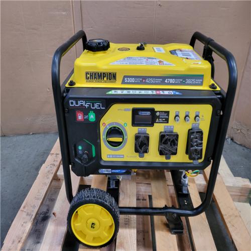 CALIFORNIA AS-IS CHAMPION 5 300 STARTING WATT 4 250 RUNNING WATT DUAL FUEL GENERATOR
