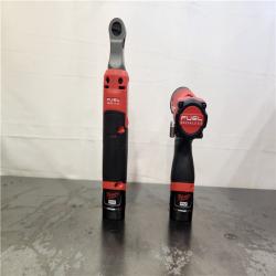 AS-IS- Milwaukee M12 FUEL 12V Lithium-Ion Cordless 3/8 in. Ratchet and 1/4 in. Impact Driver Kit