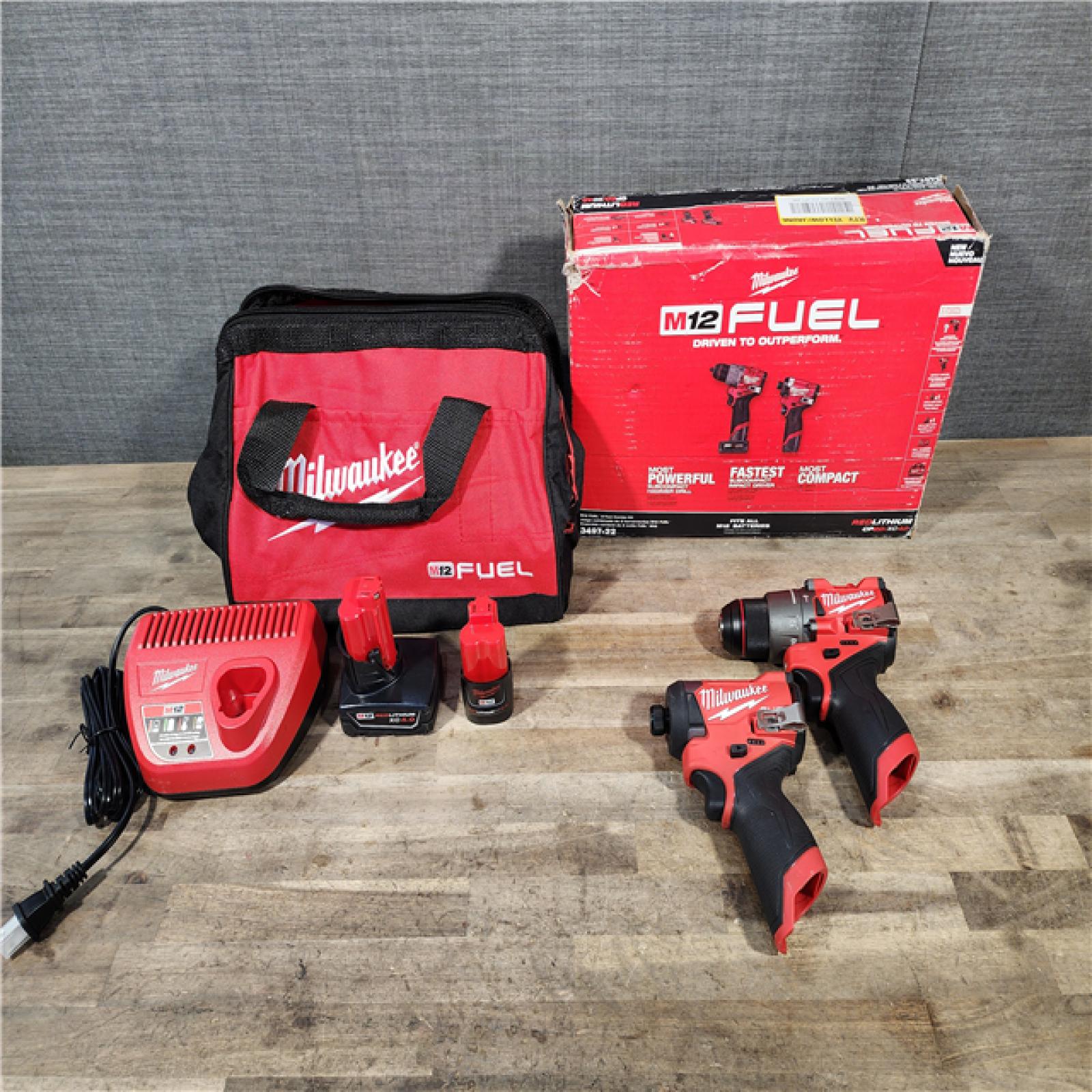 HOUSTON LOCATION - AS-IS Milwaukee 3497-22 12V Brushless Hammer Drill and Impact Driver Combo Kit