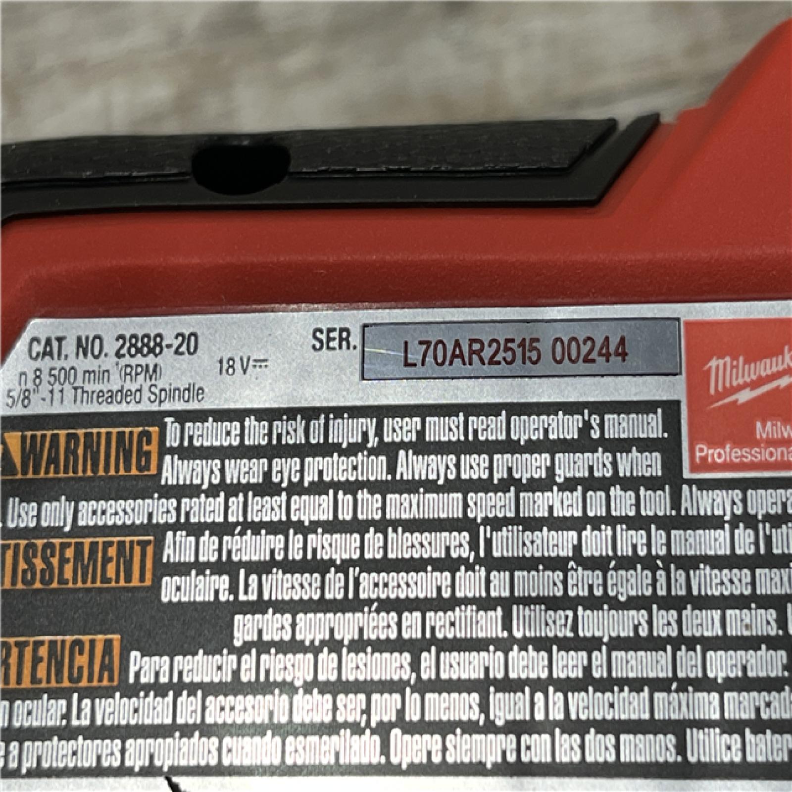 AS-IS Milwaukee FUEL 18V Lithium-Ion Brushless Cordless 4-1/2 in./5 in. Grinder with Variable Speed & Paddle Switch (Tool-Only)