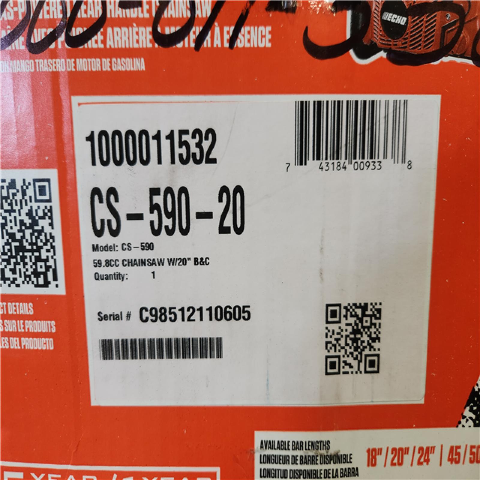 Phoenix ECHO 20 in. 59.8 cc Gas 2-Stroke Rear Handle Timber Wolf Chainsaw