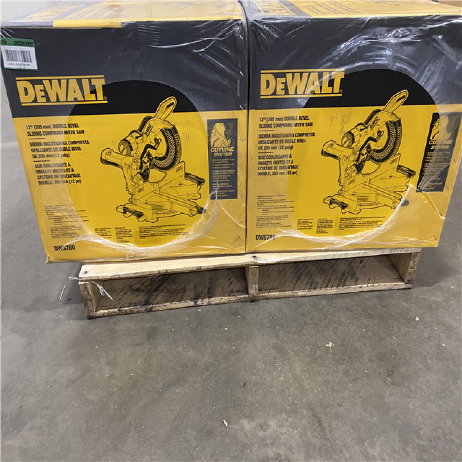 Dallas Location -NEW- DWS780- DEWALT 12-in 15-Amp Dual Bevel Sliding Compound Corded Miter Saw(Lot Of 2)