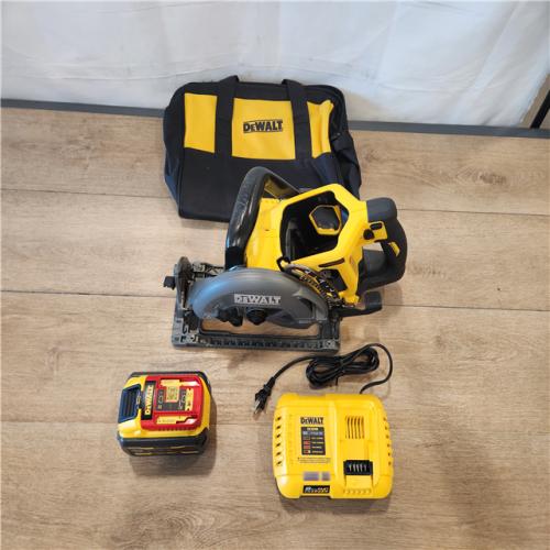 AS-IS- DEWALT 60V FLEXVOLT MAX Lithium-Ion 7-1/4 Brushless Cordless Wormdrive Style Circular Saw Kit 9.0 Ah