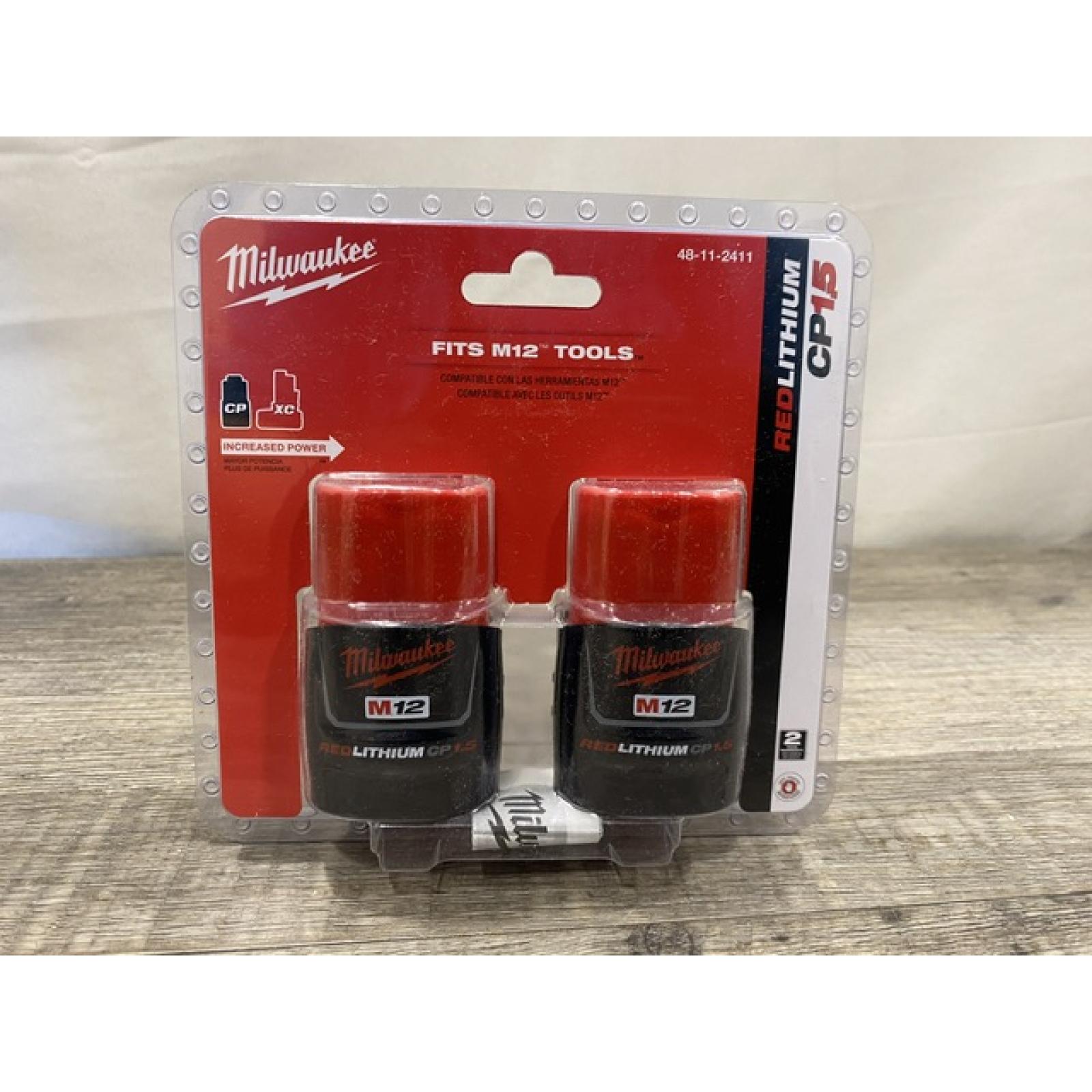 NEW - Milwaukee 12-Volt 1.5 Ah Lithium-Ion Compact Battery Pack (2-Pack)