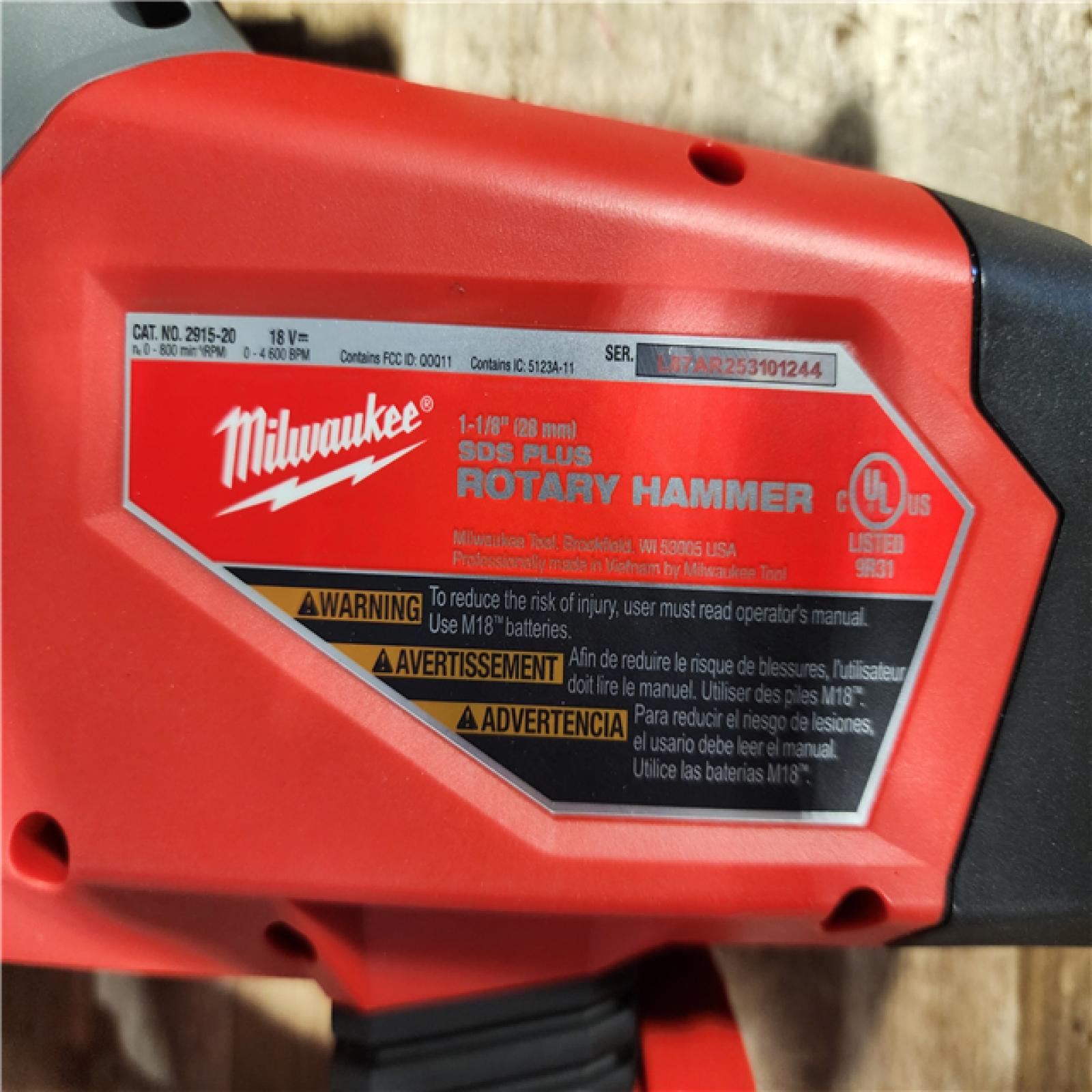 HOUSTON LOCATION - AS - IS Milwaukee FUEL 18V Lithium-Ion Brushless Cordless SDS-Plus 1-1/8 in. Rotary Hammer Drill (Tool-Only)