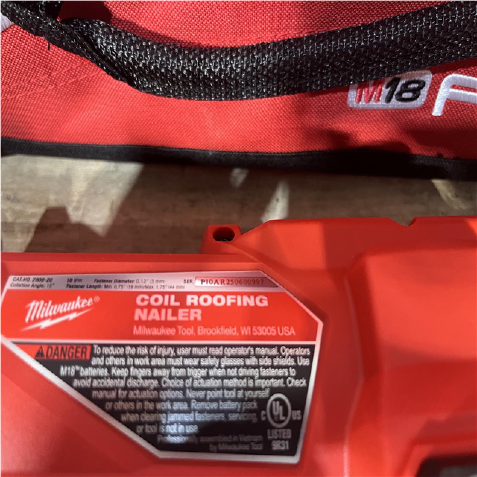 Houston Location AS-IS Milwaukee FUEL 18-Volt Lithium-Ion Brushless Cordless Coil Roofing Nailer Combo Kit
