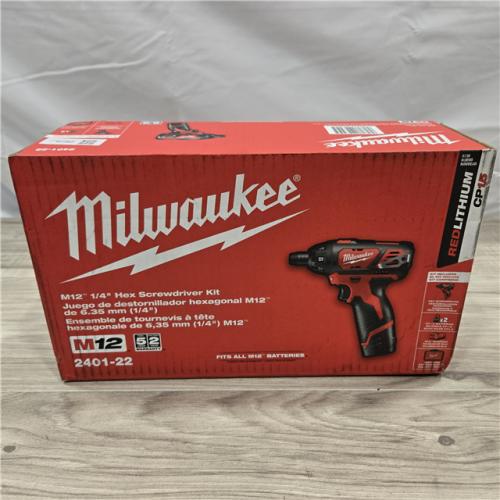 NEW! - Milwaukee 2401-22 - M12 12V Cordless Screwdriver Kit