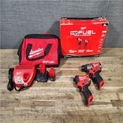 HOUSTON LOCATION - AS-IS Milwaukee FUEL 12-Volt Lithium-Ion Brushless Cordless Hammer Drill and Impact Driver Combo Kit