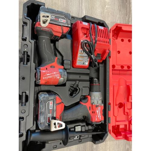 AS-IS Milwaukee FUEL 18V Lithium-Ion Brushless Cordless Hammer Drill and Impact Driver Combo Kit