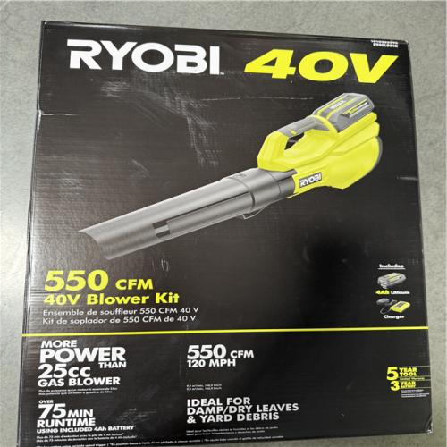 California NEW Sealed Box Ryobi 550 CFM 40V Blower Kit, Includes (1) Battery & Charger