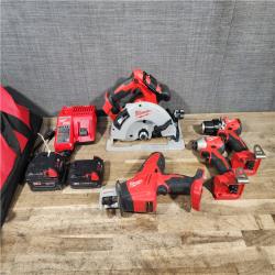 HOUSTON LOCATION - AS-IS MILWAUKEE 4 TOOL COMBO KIT W/ (2) BATTERY & CHARGER