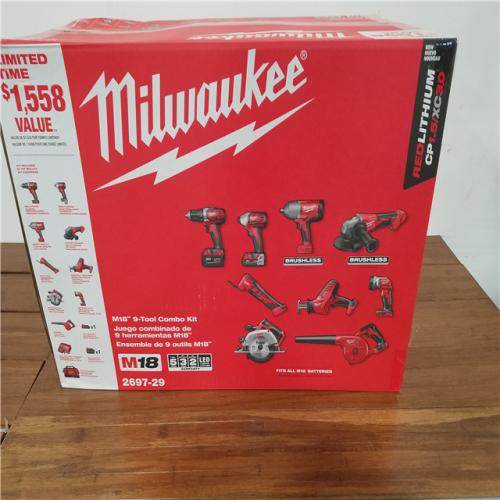 California NEW Milwaukee 9-Tool Combo Kit  Includes (2) Batteries  Charger and Bag