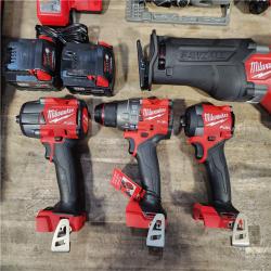 HOUSTON LOCATION - AS-IS (APPEARS LIKE NEW) Milwaukee M18 FUEL 18V Lithium-Ion Brushless Cordless Combo Kit with Two 5.0 Ah Batteries  1 Charger  2 Tool Bags (7-Tool)