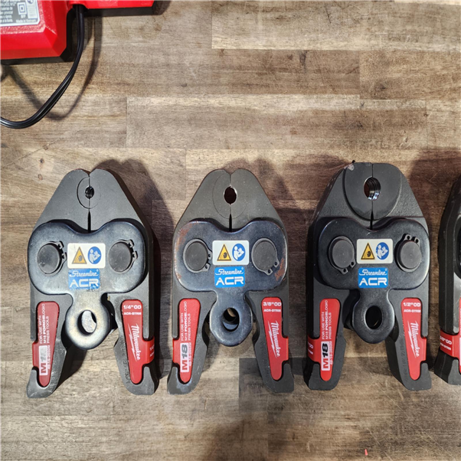HOUSTON LOCATION - AS-IS Milwaukee Tool M18 18V  Brushless Cordless FORCE LOGIC Press Tool Kit with 1/4 in. - 7/8 in. ACR Jaws (6-Jaws Incl)