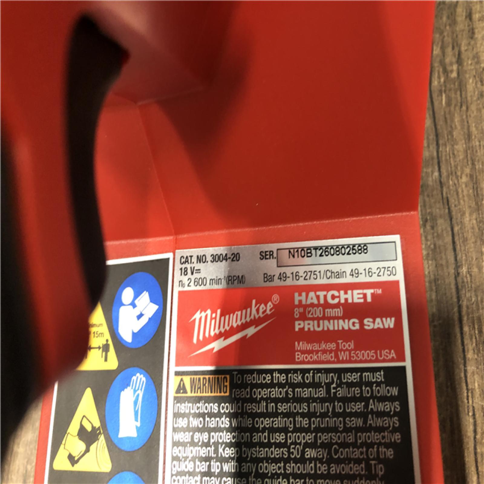 AS-IS Milwaukee FUEL 18V Lithium-Ion Brushless Cordless 8 in. HATCHET Pruning Saw (Tool-Only)