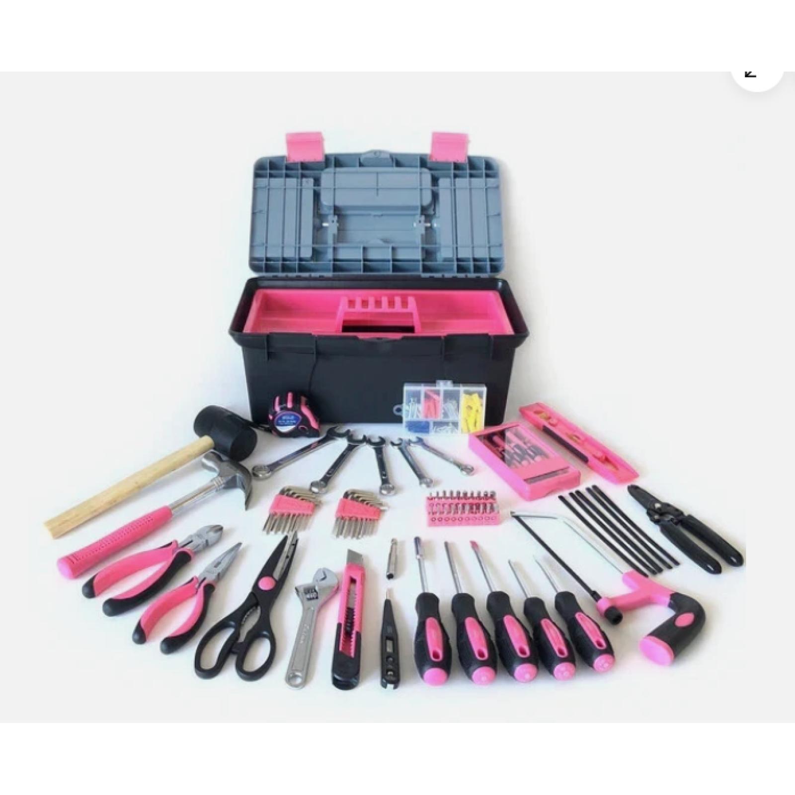 DALLAS LOCATION - APOLLO Household Tool Kit, w/Tool Box Pink 170pc Pallet (15 UNITS)