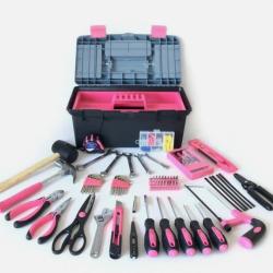 DALLAS LOCATION - APOLLO Household Tool Kit, w/Tool Box Pink 170pc Pallet (15 UNITS)