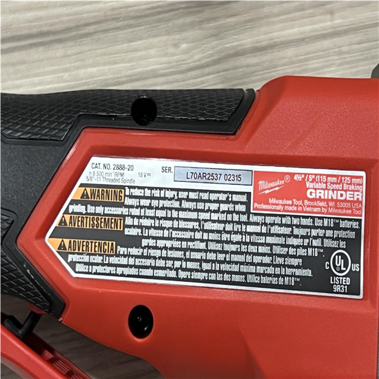 AS-IS Milwaukee FUEL 18V Lithium-Ion Brushless Cordless 4-1/2 in./5 in. Grinder with Variable Speed & Paddle Switch (Tool-Only)