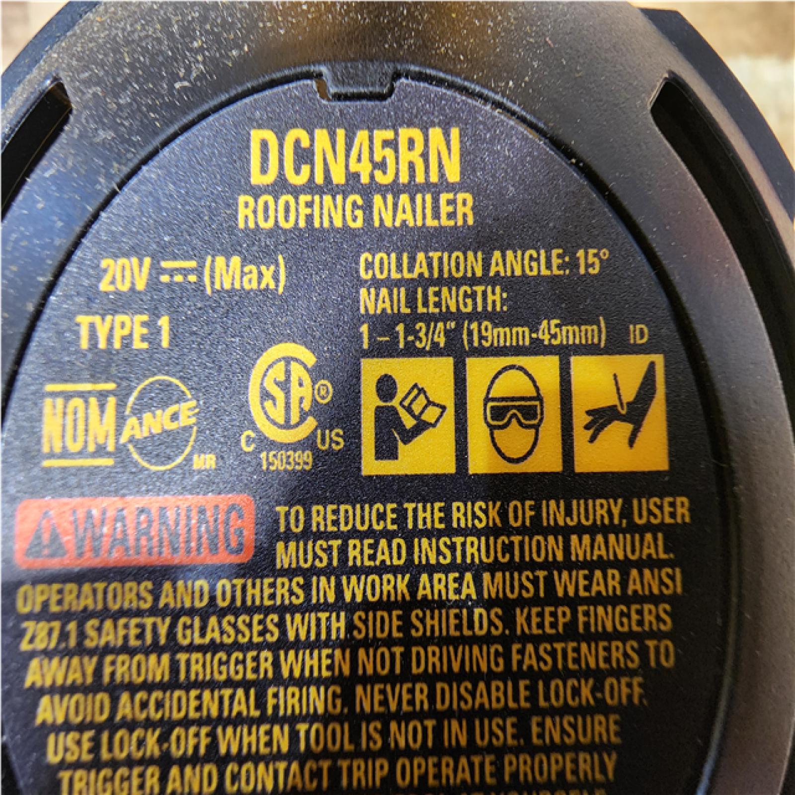 HOUSTON LOCATION - AS - IS DEWALT 20V MAX 15-Degree Electric Cordless Roofing Nailer (Tool Only)