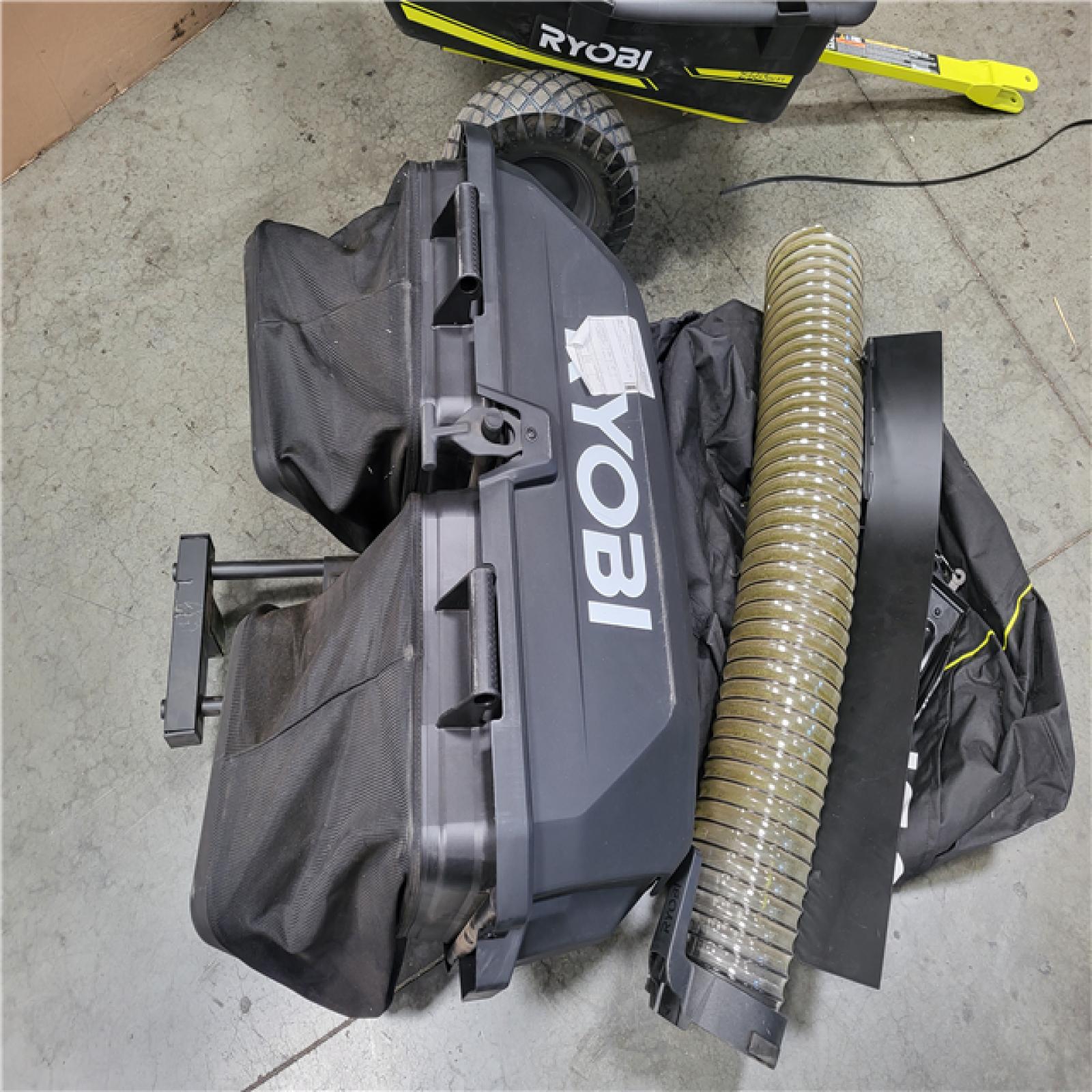 CALIFORNIA AS-IS RYOBI ZE3 80V HP BRUSHLESS BATTERY CORDLESS ELECTRIC 42 IN. ZERO TURN RIDING LAWN MOWER W TRAILER ATTACHMENT AND BAGGER