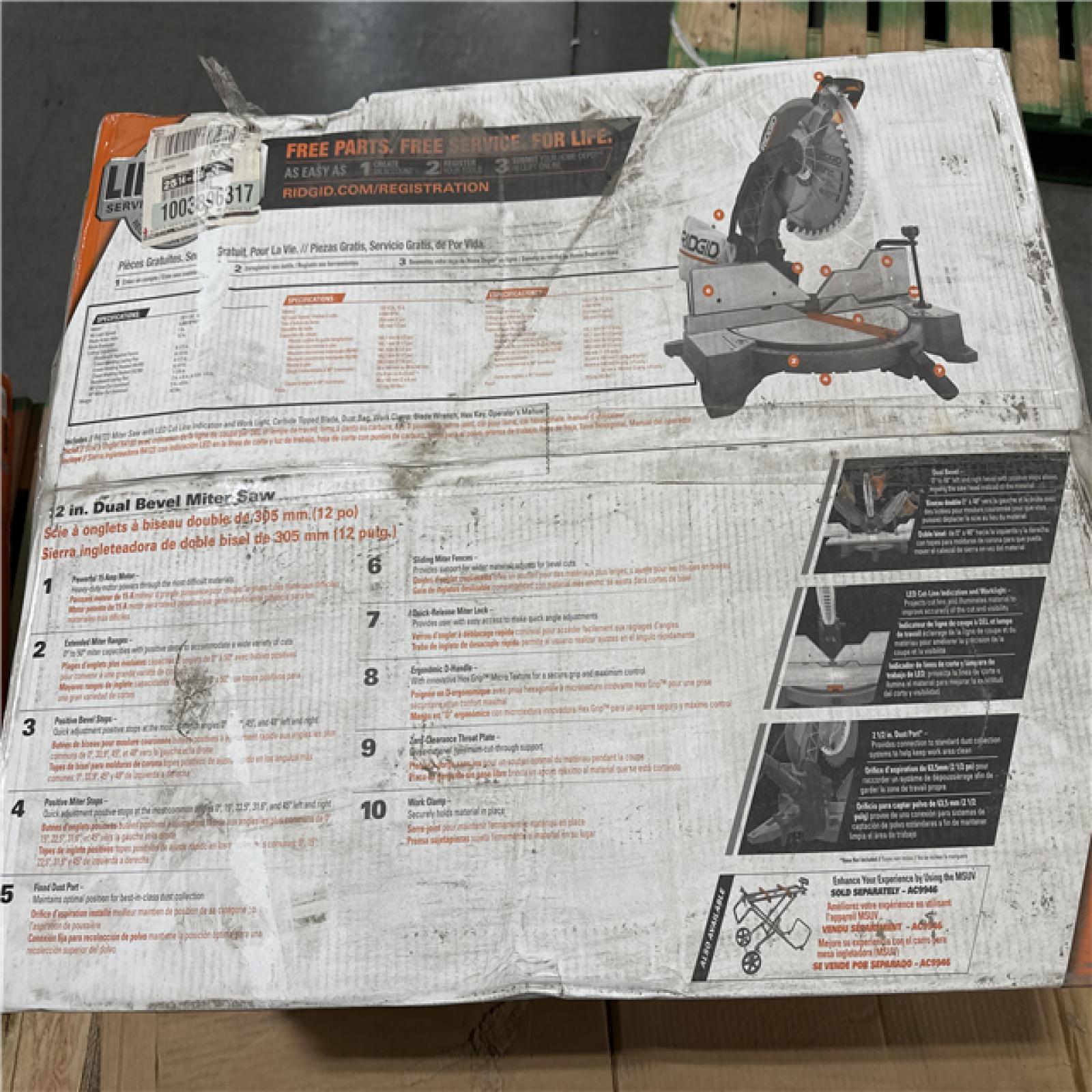 California AS-IS Ridgid 12 in. Dual Bevel Miter Saw: Appears in Excellent Condition