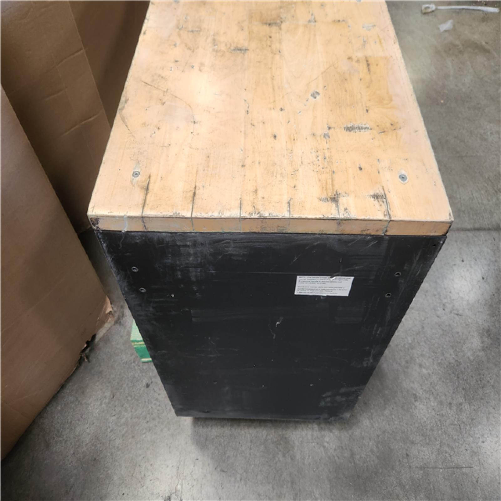 Phoenix AS-IS Husky 61 in. W x 23 in. D Heavy Duty 15-Drawer Mobile Workbench Tool Chest with Solid Wood Top in Matte Black