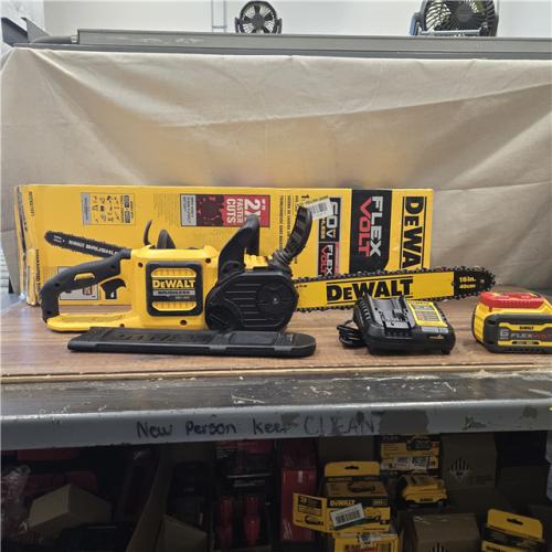 AS-IS DEWALT  FLEXVOLT 60V MAX 16in. Brushless Cordless Battery Powered Chainsaw Kit with (1) FLEXVOLT 2 Ah Battery & Charger