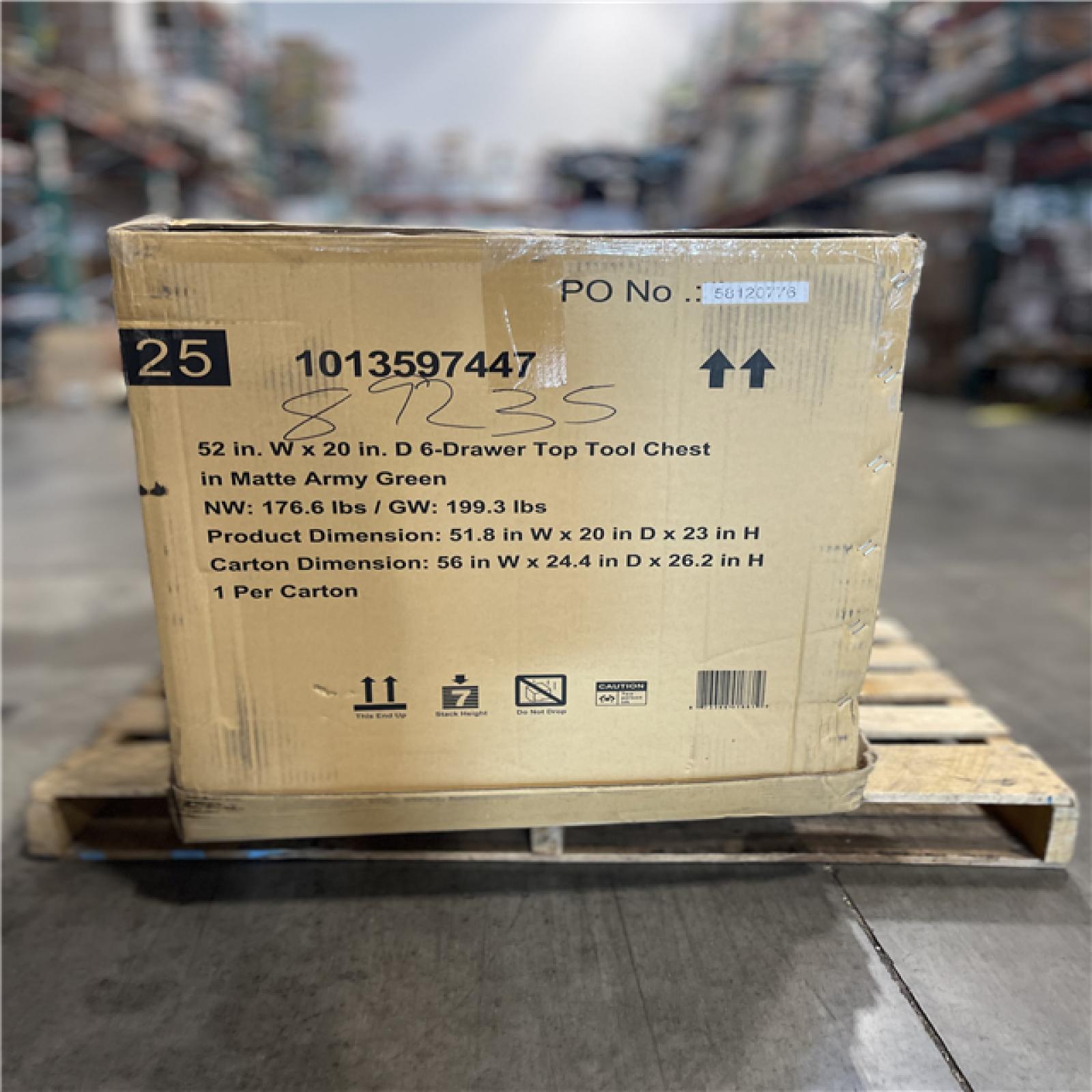 DALLAS LOCATION- Husky Heavy Duty 52 in. W 6-Drawer Matte Army Green Top Tool Chest